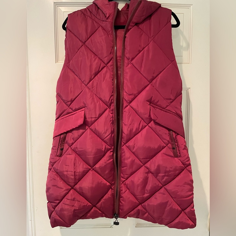 Dark Red Hooded Vest